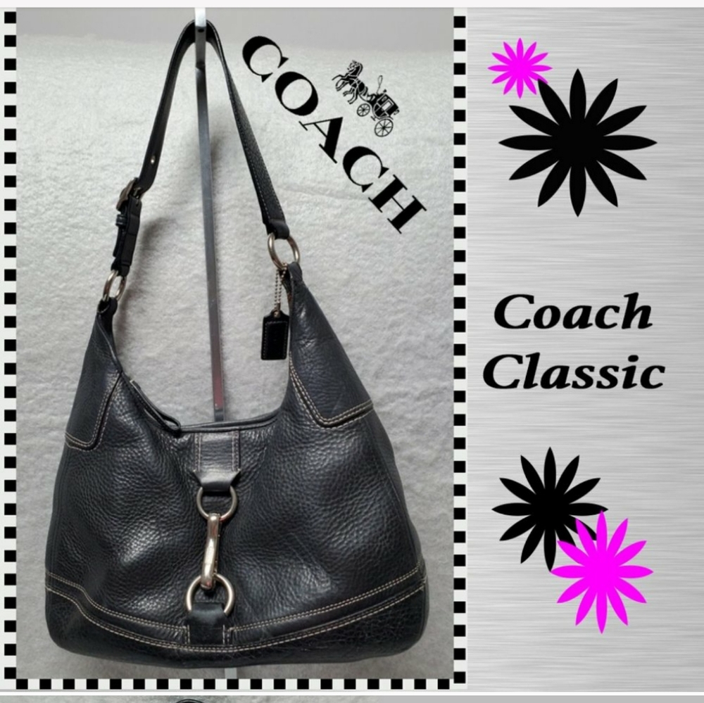 COACH  Black Leather HAMILTON HOBO PURSE F13088